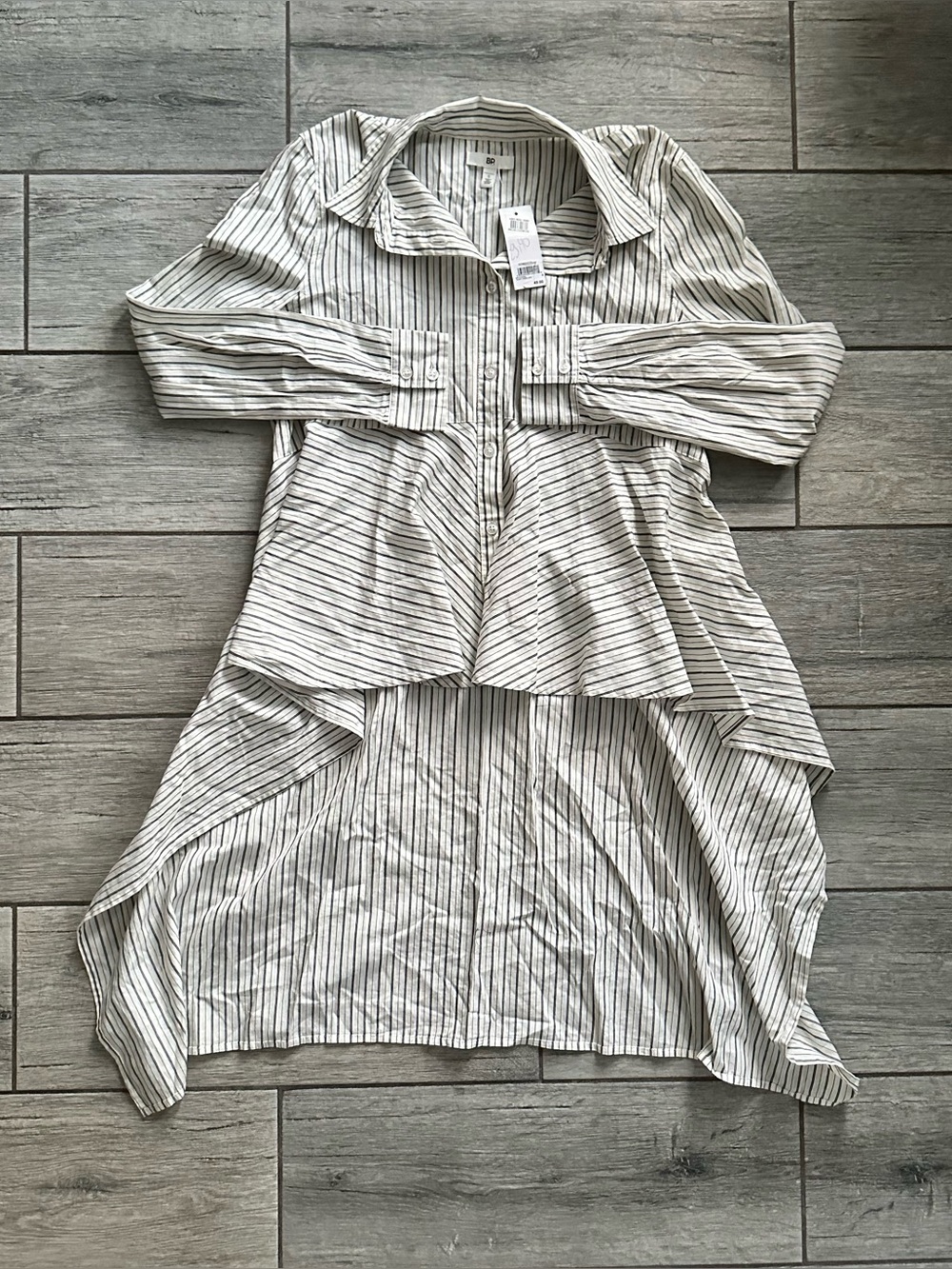 BP Nordstrom Dramatic High-Low Striped Peplum Top
